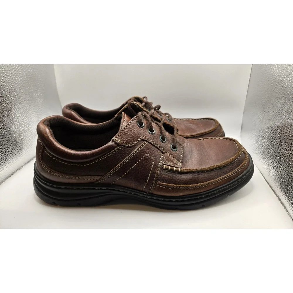 Outland Mens 10.5 Brown Leather Comfort Shoes Moc Toe Casual Work Oxfords